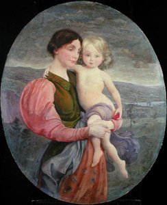 母与子。现代圣母 作者 乔治·德·森林刷或布鲁斯