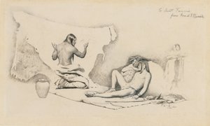 《关于图片作家的故事的研究》，约1884年（铅笔和纸本墨水） 作者 乔治·德·森林刷或布鲁斯