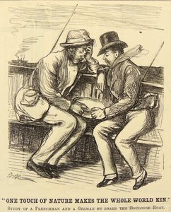 Boat passengers suffering from Seasickness. George du Maurier cartoon from 