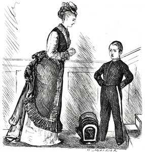 Cartoon depicting an insolent child disobeying his mother 作者 乔治·杜莫里耶