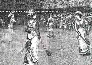 Ladies playing lawn tennis. 作者 乔治·杜莫里耶