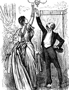 Upper-class English couples trying to reach up to a gas lamp 作者 乔治·杜莫里耶