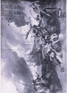 1692年5月23日至24日，La Hogue战役：法国舰队的毁灭，1915年英国陆地和海上战役的插图