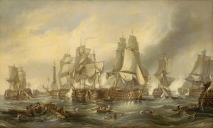 特拉法加战役，1805 年 10 月 21 日，约 1836 年（布面油画） 作者 乔治·钱伯斯