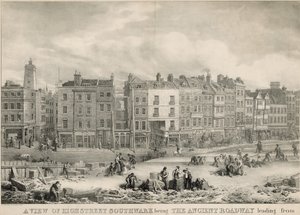 高街，Southwark，伦敦的看法，是古老车行道 作者 George the Elder Scharf