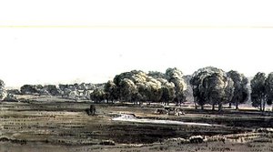 与草甸和小河的风景 作者 小乔治·巴雷特（George the Younger Barret）