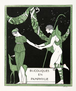 Bucoloques en Pamphylie》，插图选自《Les Chansons de Bilitis》，皮埃尔-路易著，1922 年出版（模板印刷）。1922 年（模板印刷） 作者 乔治理发师