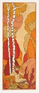 牧歌》，插图，选自《比利提斯圣歌》，皮埃尔-路易著，1922 年出版（模版印刷）。1922 年（模板印刷） 作者 乔治理发师