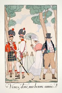 来吧，我的好朋友，选自《Falbalas  Fanfreluches, Almanach des Modes Présentes, Passées et Futures》（《Falbalas 和褶边，现在、过去和未来时尚年鉴》）。 作者 乔治理发师