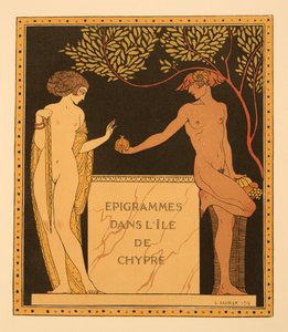 塞浦路斯岛上的警句，插图来自 Les Chansons de Bilitis，作者 Pierre Louys，酒吧。 1922 年（模板印刷） 作者 乔治理发师