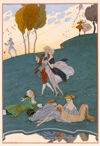 Fetes Galantes，保罗·魏尔伦 (Paul Verlaine) 为“Fetes Galantes”绘制的插图（1844-96 年） 作者 乔治理发师