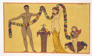 插图来自 Les Chansons de Bilitis，作者 Pierre Louys，酒吧。 1922 年（模板印刷） 作者 乔治理发师