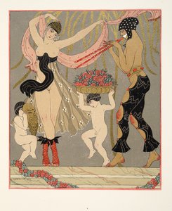 《花之舞》，来自 Les Chansons de Bilitis 的插图，作者 Pierre Louys，酒吧。 1922 年（模板印刷） 作者 乔治理发师