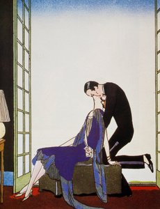 《Le Feu》，乔治·巴比尔（George Barbier，1882-1932）的石版画，出自《Falbalas et Fanfreluches》、《Almanach des Modes Presentes、Passees et Futures》 作者 乔治理发师