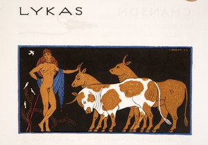 Lykas，来自 Les Chansons de Bilitis 的插图，作者 Pierre Louys，酒吧。 1922 年（模板印刷） 作者 乔治理发师