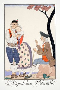 父辈的祝福，选自《法尔巴拉和褶边，现在、过去和未来时尚年鉴》（Falbalas  Fanfreluches, Almanach des Modes Présentes, Passées et Futures） 作者 乔治理发师