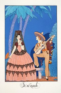 小夜曲，选自《Falbalas  Fanfreluches, Almanach des Modes Présentes, Passées et Futures》（《Falbalas 和褶边，现在、过去和未来时尚年鉴》）。 作者 乔治理发师