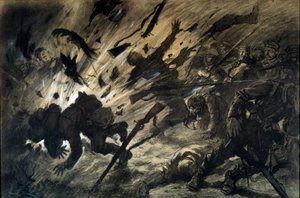 贝壳在夜间的影响，1915 年 4 月 Georges Scott dit Scott de Plagnolles (1874-1942) 1915 年 - 纸本水墨，水粉树篱 - 太阳：0,67x1,010 米 - 巴黎，Musee de l
