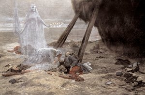 两名白人妇女出现在一名垂死的士兵面前 作者 乔治·贝尔汀·斯科特