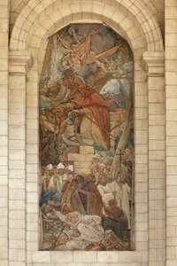 大教堂。 前修道院教堂（Abbaye Saint-Vaast）。 内部的。 南耳堂。 壁画。