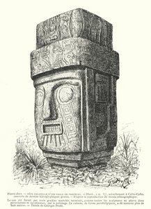 巨型雕刻斑岩印加神像（雕刻）。 作者 乔治·欧内斯特·普利特