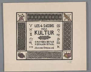 第一次世界大战恐怖四幅版画的封面
Les 4 saisons dela kultur（物品上的系列名称）