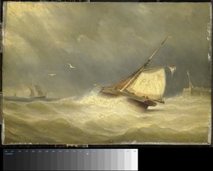 波涛汹涌的大海与帆船 作者 乔治·约翰·霍夫曼