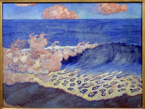 蓝色海军，波浪效果。 Georges Lacombe (1868-1916) 的绘画 作者 乔治·拉科姆