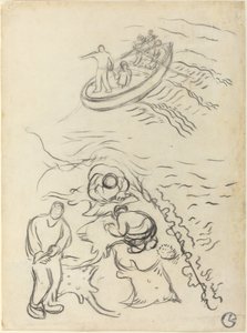 渔夫》与清空渔网的人的研究（Etude pour "Les Pêcheurs" et hommes vidant des raies）。 作者 乔治·拉科姆