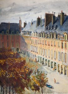 La Place Des Vosges, 1928年。 作者 乔治·莱昂·杜弗诺伊