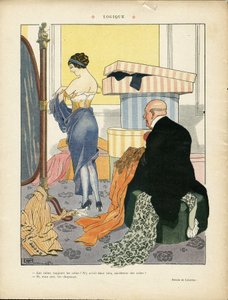 Georges Leonnec（1881-1940 年）在《生活报》上的插图，06/07/12 - 逻辑 - 时尚, 帽子, 内部结构, 富人生活 - 女性 作者 乔治·莱昂内克