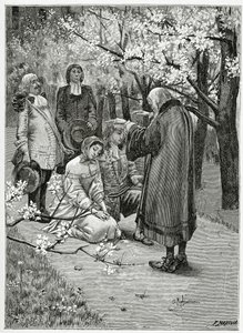Ethel和Ordener婚礼 - 来自冰岛汉族的插图，19世纪（bw雕刻） 作者 乔治·玛丽·罗什格罗塞（Georges Marie Rochegrosse）