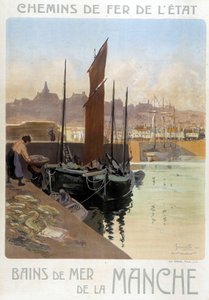 Les bains de mer de la Manche (View of the port of Granville) - Poster of the State Railways, by Meunier 作者 乔治·穆尼耶