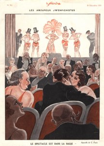 Le specatacle dans la salle》，《Le Sourire》插图，1931 年 12 月（彩色石版画）