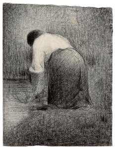 跪着的女人；跪着的女人，约1881年 作者 乔治·皮埃尔·苏拉特