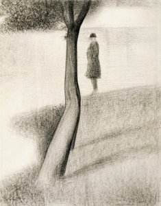 男人站在树旁边； 《大碗》研究 作者 乔治·皮埃尔·苏拉特