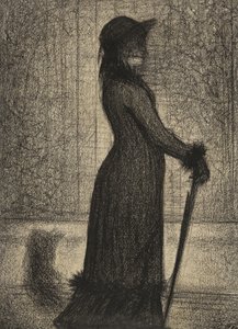 Une Elegante，女人漫步，约1884年（米哈利特纸上的铅笔故事） 作者 乔治·皮埃尔·苏拉特