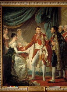 Emperor Napoleon I presents his son the King of Rome to the dignitaries of the Empire on 20/03/1811 in the presence of the Iimpress Marie Louise Painting by Georges Rouget (1784-1869) 1812 Sun. 2,60 x 2,20 m - The presentation of the King of Rome -Napoleon