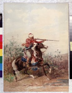 东方主义：乔治-华盛顿（1827-1910 年）的画作 "拉马的骑士" 必须提及：普罗旺斯问候基金会收藏，马赛 作者 乔治·华盛顿