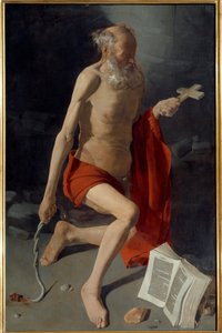 圣杰罗姆。 Georges De La Tour (1593-1652) 的绘画 作者 乔治·德拉图尔