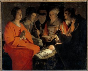 Georges de La Tour (1593-1652) 17 世纪的《牧羊人的崇拜》画作。 1,07x1,31 m 作者 乔治·德拉图尔