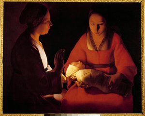 新出生的孩子（The New Born Child）。 Georges De La Tour (1593-1652) 的绘画