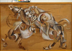 “Lion attaquant un cheval”（狮子攻击马）Georgi Yakulov Peinture de Georgi Yakulov（1884-1928）橡皮布上的油 1917-1918 昏暗 99x149 厘米国家特列季亚科夫画廊，莫斯科