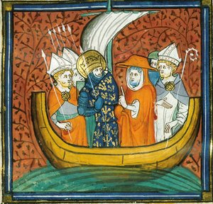 船上的议会，选自 Chroniques de France ou de St Denis，14 世纪 (22528511880) 作者 第比利斯的乔治亚·莱文·拉米什维利