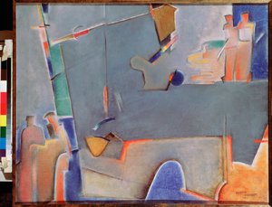 吊车--格奥尔基-阿夫斯托维奇-斯滕贝格（1900-1933 年）的油画，布面油画