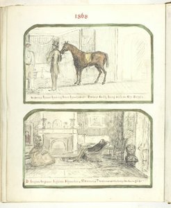 无题[带马的人，和在火堆旁休息的夫妇]，1868年。