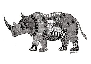 犀牛》，2015 年（布里斯托尔木板上的墨水）