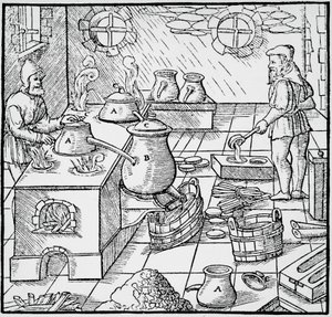 Georg Pawer 或 Georgius Agricola（1494-1555 年）的 De re metallica（《论金属的性质》）中的雕刻，巴塞尔出版 作者 乔治阿格里科拉