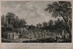莫斯科谢列布里亚尼切斯基浴场的景色，1796年。 作者 杰拉德·巴尔特·德拉