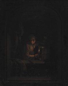 拿着蜡烛的女孩 作者 Gerrit Dou